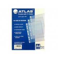 Punched Pocket / Atlas Clear Pocket A4, 11 Holes, 80 Microns, 100/box
